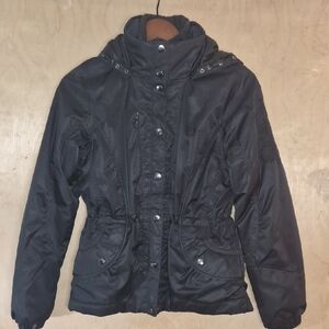 Kids Black Puffer Jacket with High Collar